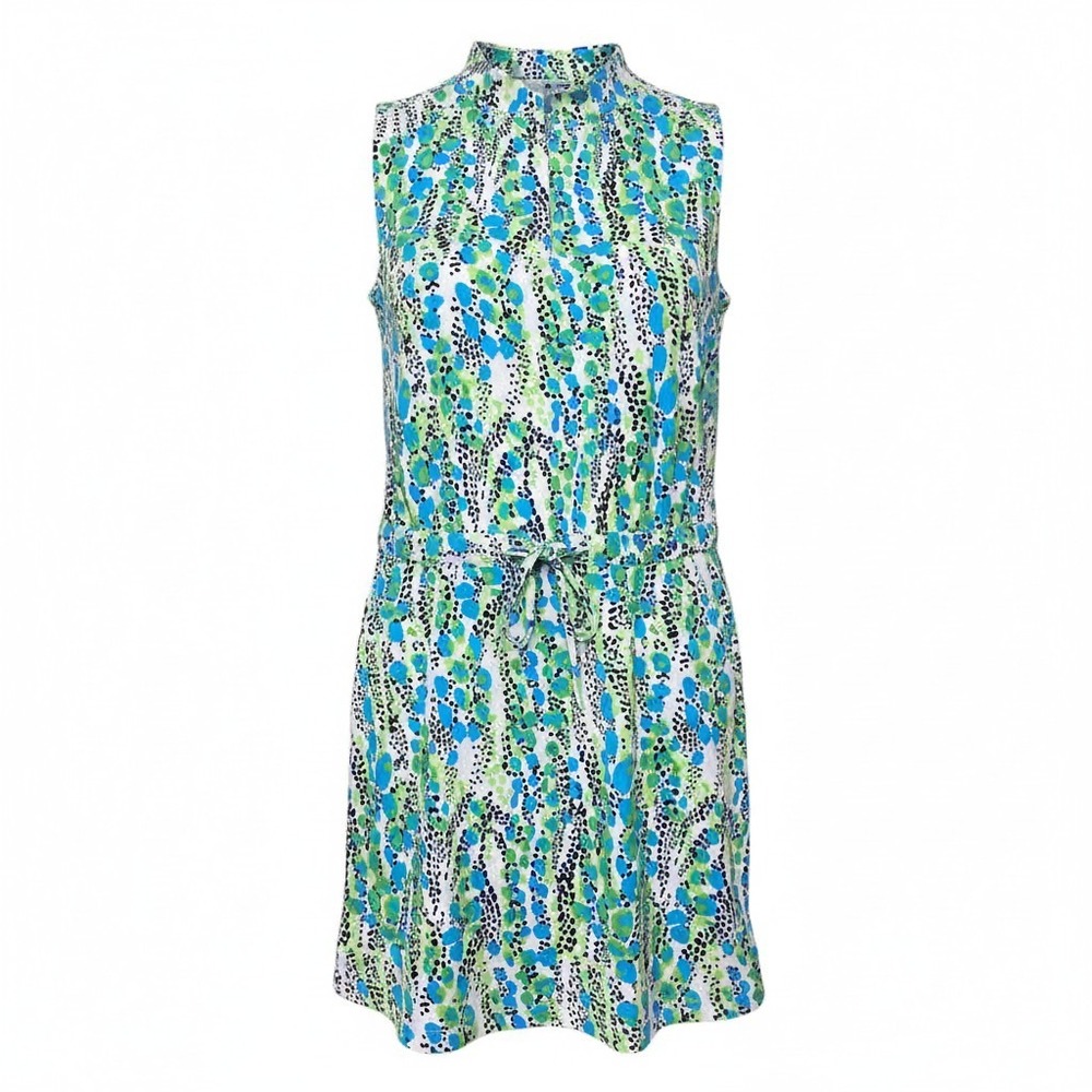 IBKUL Sleeveless Zip Neck‎ Dress Women XS Blue Green Nylon UPF 50+ Cooling